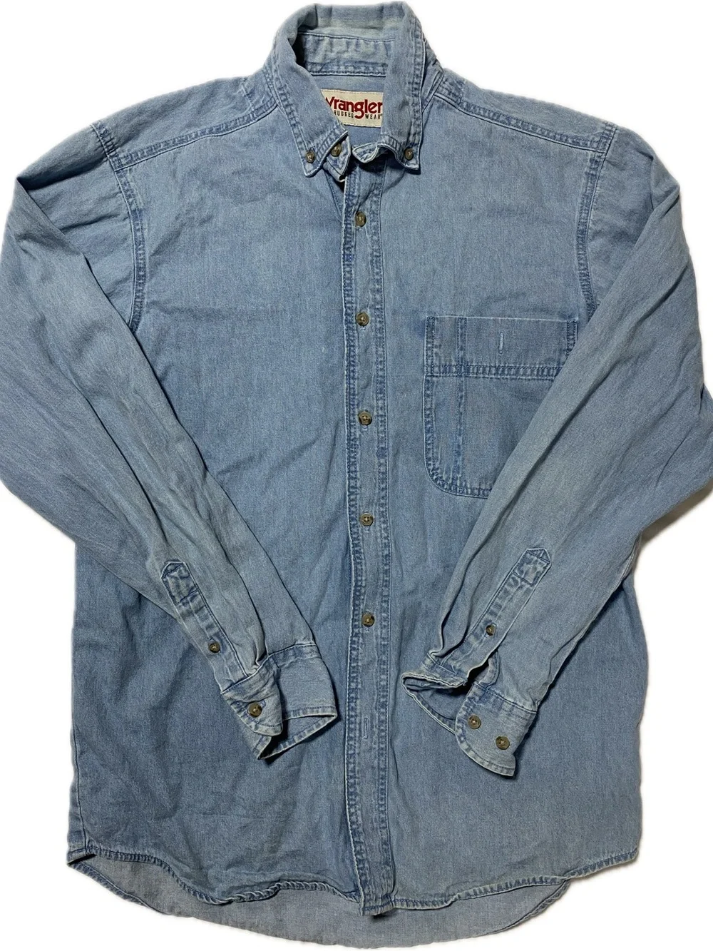 Wrangler Light Blue Denim Button-Down Shirt
